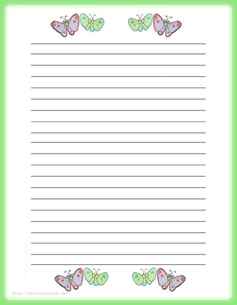 Butterflies Free Printable Stationery For Kids Regular Lined Butterfly