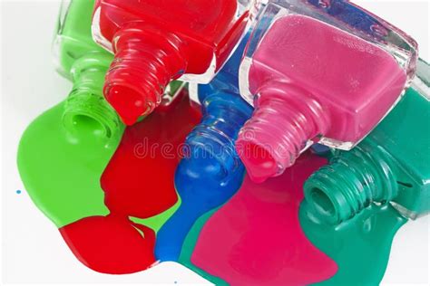 Bottles With Spilled Nail Polish Stock Image Image Of Blue Gloss