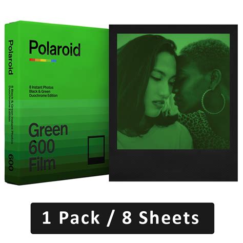 Big 8 Sheets New Polaroid Instant 600 Film Black Green Duochrome