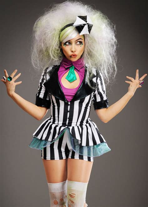 Womens Cute Striped Beetlejuice Style Costume