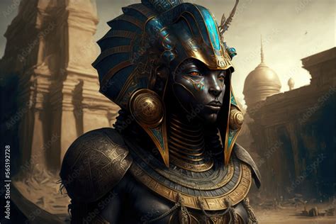 Ai Generated Image Of Egyptian God Amun Ra Ancient Egyptian Deity Ra With Pyramid Obrazy