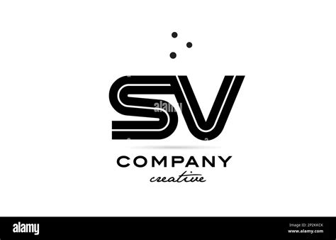 Sv Black And White Combination Alphabet Bold Letter Logo With Dots
