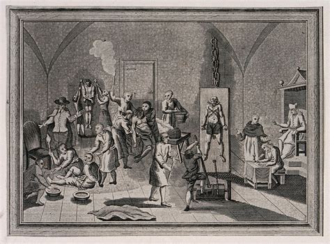 The Inside Of A Jail Of The Spanish Inquisition With A Priest