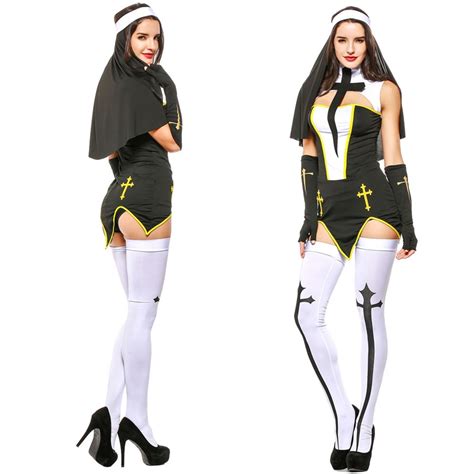 Sexy Nun Cross Lingerie Halloween Bad Habit Nun Cosplay Costume In Sexy
