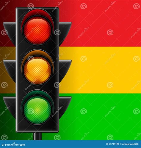 Traffic Light On Striped Background Stock Vector Illustration Of