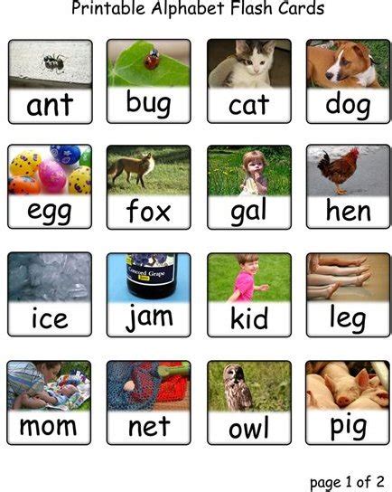 Printable Preschool Three Letter Words With Photos And Flash Cards To