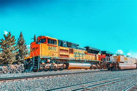Freight Train Bnsf Railway Companies On A Sunny Day In Arizona