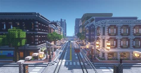 Looking Down A Street In An Unfinished Town I Was Building Minecraft