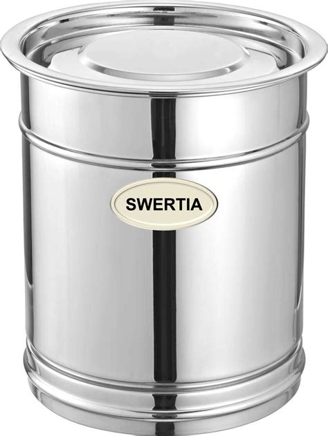 buy swertia stainless steel storage box drum with laser etching aata rice drum with handle water