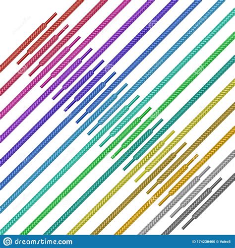 Set Of Colored Shoelace Isolated On White Background Stock Illustration