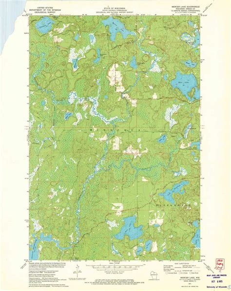 Yellowmaps Mercer Lake Wi Topo Map 124000 Scale 75 X 7
