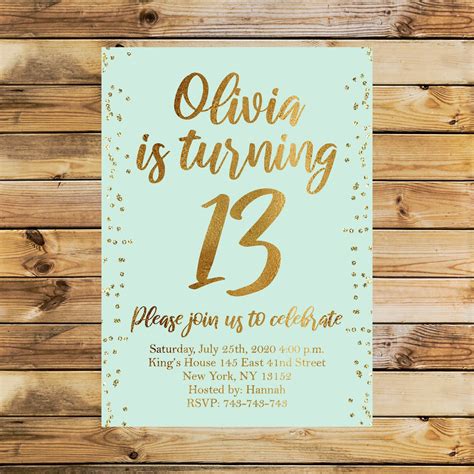 editable 13th birthday invitation electronic rustic birthday etsy 13th birthday invitations