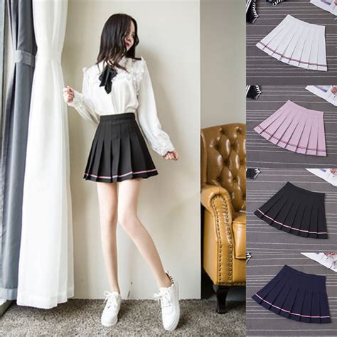 College Pleat Skirt Harajuku Preppy Style Plaid Skirts Mini Cute