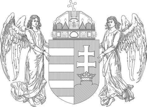 Coat Of Arms Of Hungary 1896 1915 Angels Monochrome Clipart Free