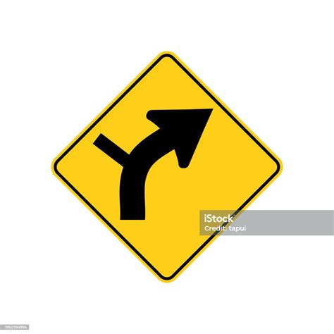 Usa Traffic Road Signs Right Curve Aheadside Road Connection From The