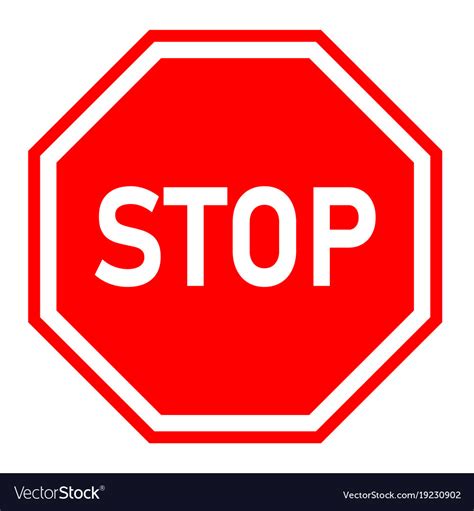 Stop Sign On White Background Red Symbol Vector Image