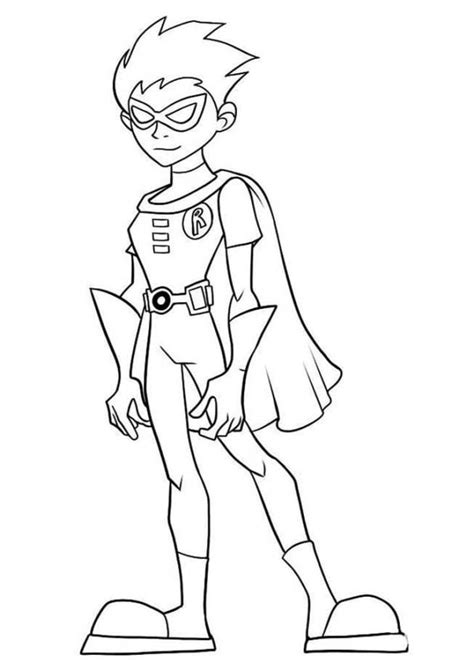 Coloriage Teen Titan Robin En Uniforme Dessin Gratuit Imprimer