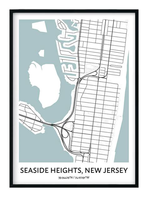 Seaside Heights Map Poster Your City Map Art Positive Prints