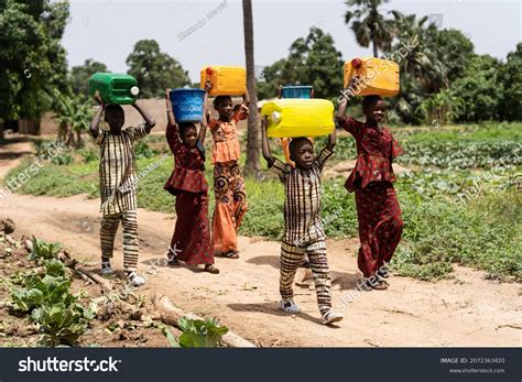 Group Black Children West Africa Carrying Stock Photo 2072363420
