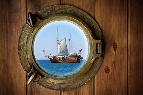 Ships Sailing Window Boats Ocean Sea Wallpaper 2304x1536 50794