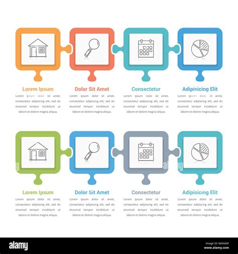 Infographic Template With Four Options Design With Puzzle Pieces Can Be Used As Steps Process