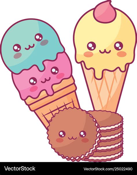 Cute Ice Cream Kawaii Doodle Clipart Cute Vector Clipart Etsy Porn Sex Picture
