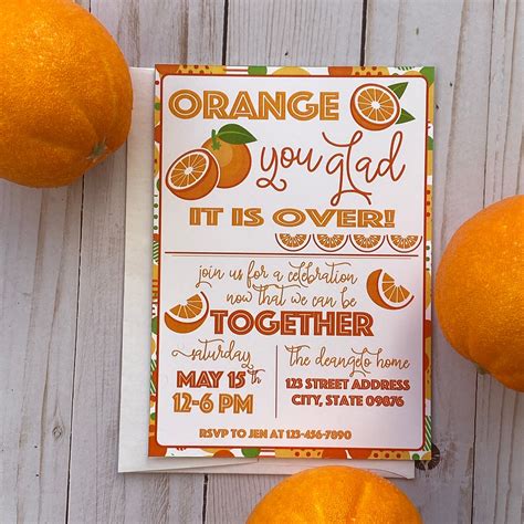 Orange You Glad Its Over Citrus Themed Party Invitations Etsy Uk