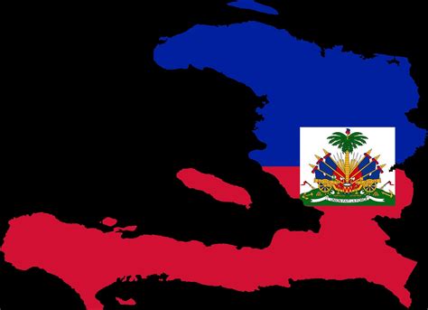 The coat of arms depicts a trophy of weapons atop a green hill and a royal palm symbolizing independence. Graafix!: Haiti flag of haitian