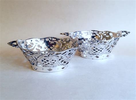Pair Of Small Edwardian Silver Baskets £135 Henry Willis Antique