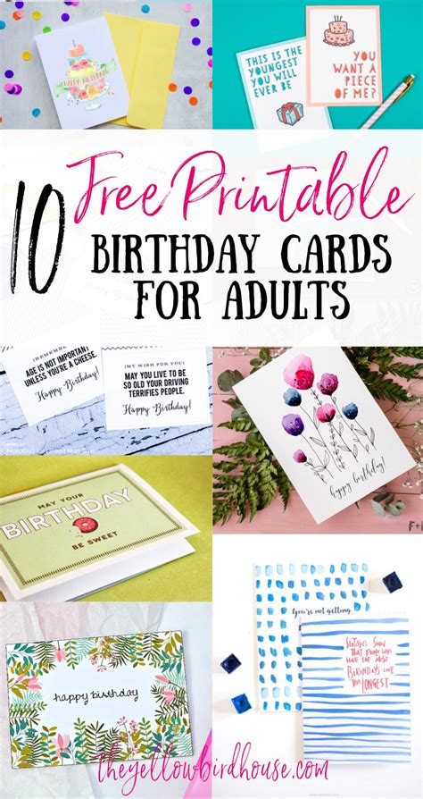 Add a message, photo, gif, or video; 10 Free Printable Birthday Cards for Grown Ups | The ...