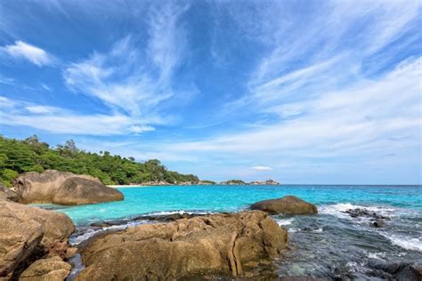 Premium Photo Beautiful Landscape Of Blue Sky Sea And White Waves On