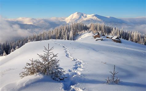 fondos de pantalla 3840x2400 invierno fotografía de paisaje montañas bosques casa nieve