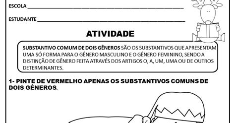 Atividade Substantivos Comuns De Dois Gêneros