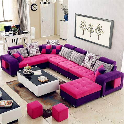 Hot Selling Cheap Modern Fabric Sofa Set Living Room Furniture Fabric U