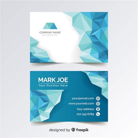 Free Vector Abstract Polygonal Blue Business Card Template