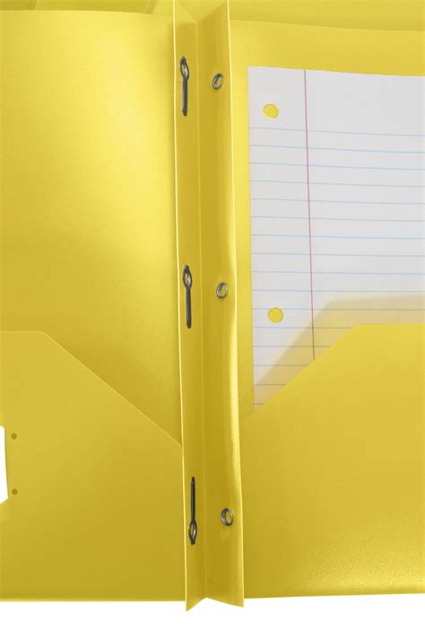 School Smart 2 Pocket Poly Folder With Fasteners Yellow Pack Of 25