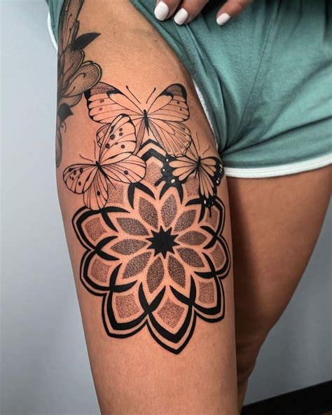 Mandala Butterflies Thigh Tattoo Tattoo Ideas For Men Women In 2024