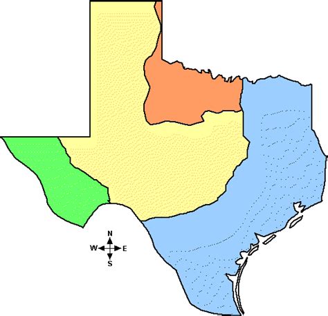 Four Regions Of Texas Outline Map Unlabeled