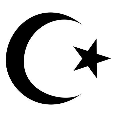 Symbol Des Islam Halbmond Und Stern Mit Fünf Ecken Symbol Farbe Schwarz