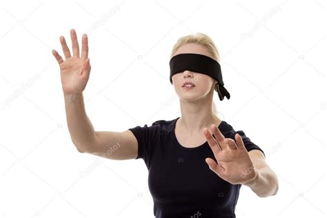 Woman Blindfolded Cant See Stock Photo Jayfish