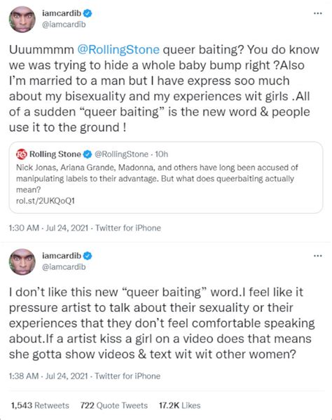 Cardi B Hits Back At Queerbaiting Allegations Over Wild Side Music