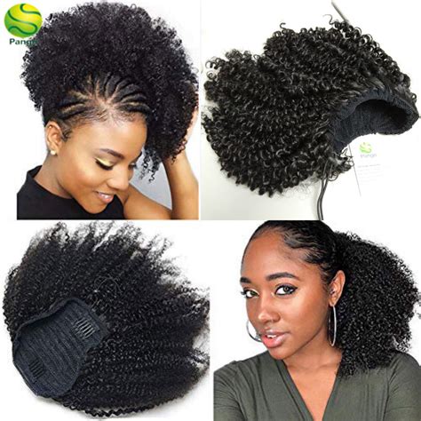 待望 Curly Drawstring Ponytail African Hair Extension Afro Hairpiece For