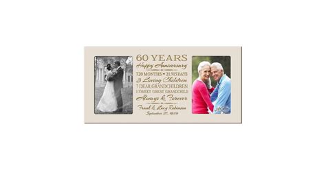 Happy 60th Anniversary Ivory Double Photo Frame