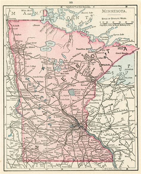 1899 Vintage Atlas Map Page Minnesota Map One Side And Iowa Map On