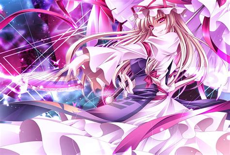 Hd Wallpaper Blondes Touhou Dress Long Hair Ribbons Yakumo Yukari