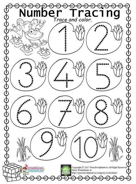 Easy Number Trace Worksheet 1 10 Number Tracing Kindergarten