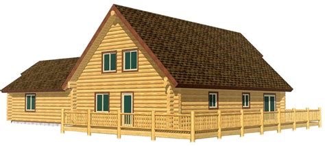 Aspen Chalet Log Cabin House Plan With Loft Big Deck And Garage Log