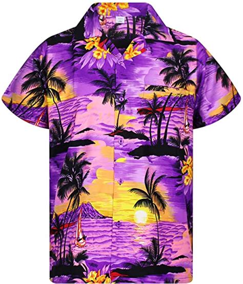 Funky Hawaiian Shirt Short Sleeve Surf Purple Pick A Quilt