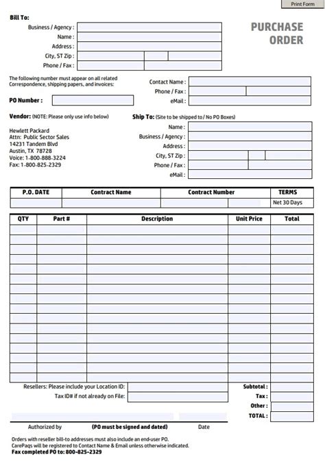 Free Purchase Order Form Doctemplates Riset