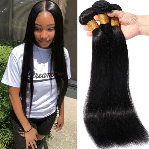 400g Brazilian Straight Virgin Human Hair Weave Extensions Sew In 1 4